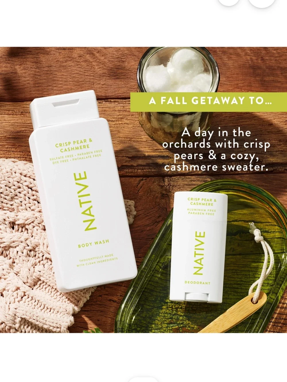 💥 $10 Native Crisp Pear & Cashmere Body Wash